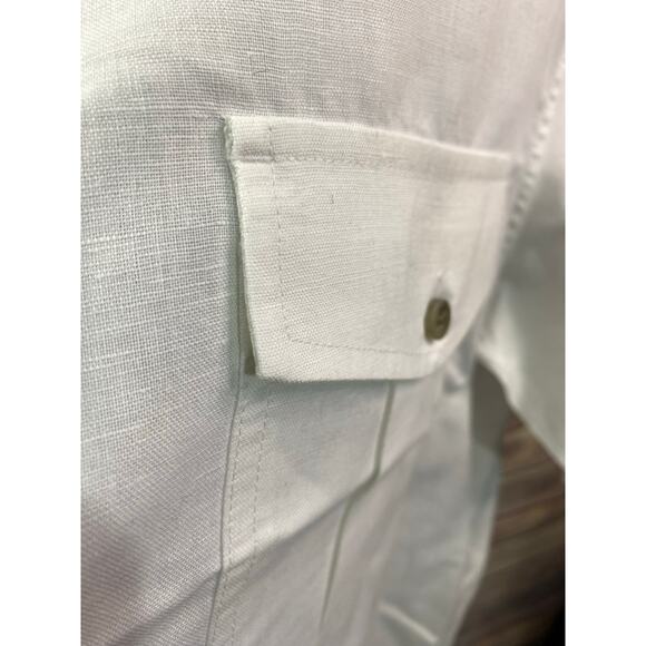 Eddie Bauer Linen Cotton Blend White SS Button Up Men's L 26x30 - Picture 8 of 11